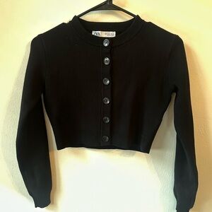 Zara Black Button Down Cropped Top